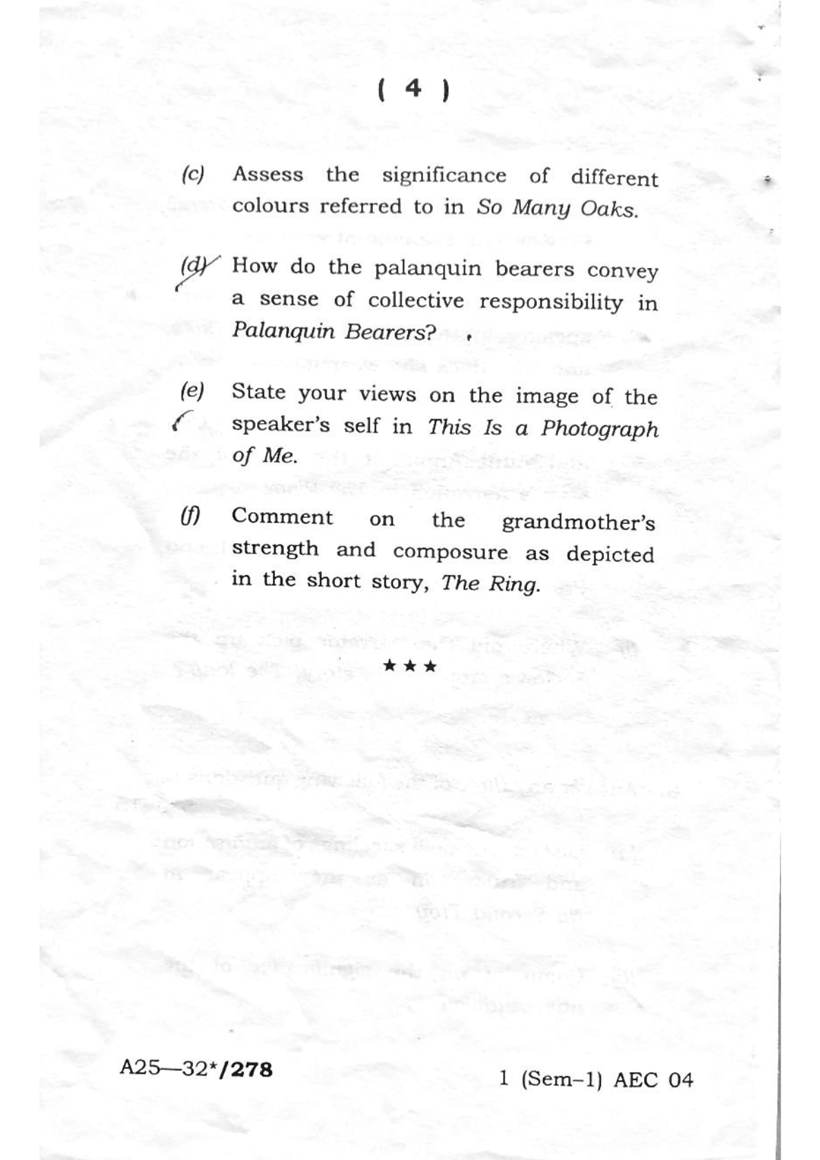 BA First Semester English Communication Question Paper 2024 Under Guwahati University Free PDF Download Page 4